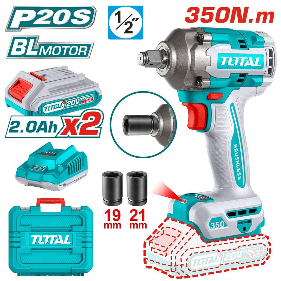 Clé à choc brushless 20V 350 nm 1/2 pouce TIWLI2035 TOTAL - SME IMPORT