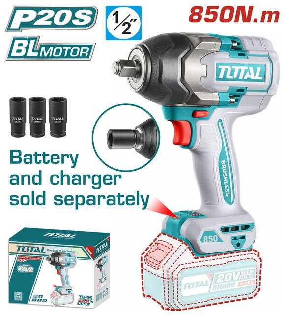 Clé à chocs sans fil 1/2 pouce 850 nm 20 v max moteur sans charbon TIWLI20851 TOTAL - SME IMPORT