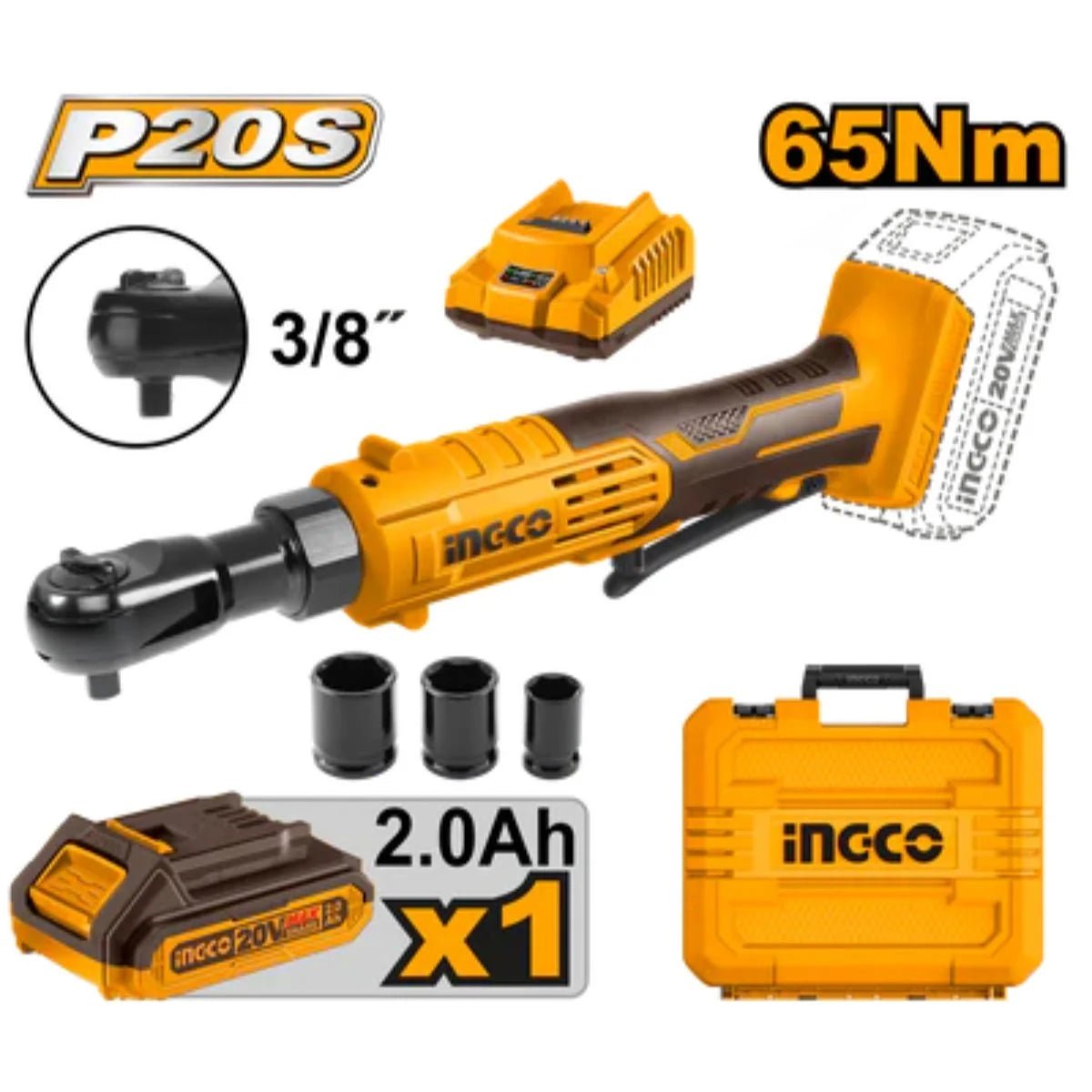 Clé à cliquet sans fil INGCO 20 V 65 Nm – CDRLI2060152 - SME IMPORT