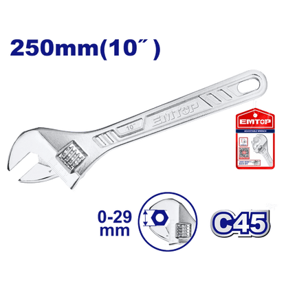 Clé à molette 10 « /250MM 0-29 EMTOP EAWH131022 - SME IMPORT