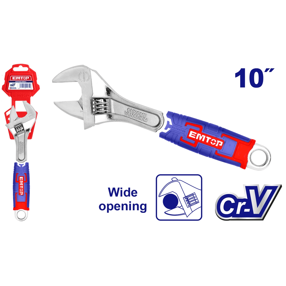 Clé à molette 10″/250MM CR-V 0-35 EMTOP EAWH131001 - SME IMPORT