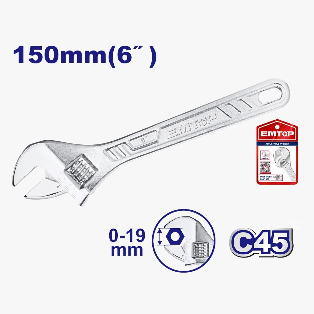 Clé à molette 150MM EMTOP EAWH130622 - SME IMPORT