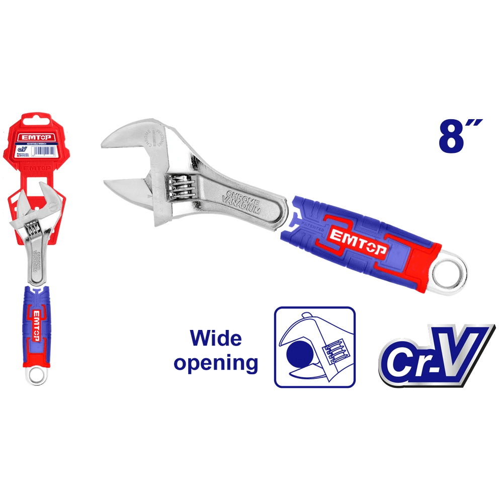 Clé à molette 8″/300MM CR-V 0-30 EMTOP EAWH130801 - SME IMPORT