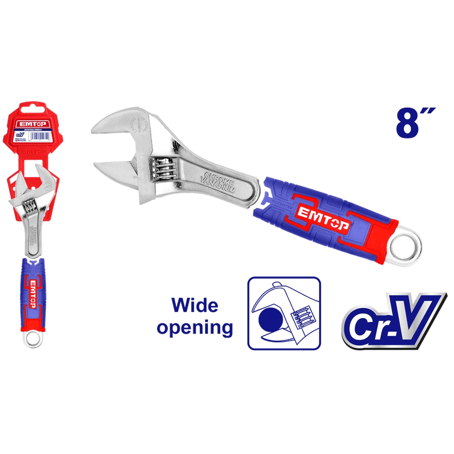 Clé à molette 8″/300MM CR-V 0-30 EMTOP EAWH130801 - SME IMPORT