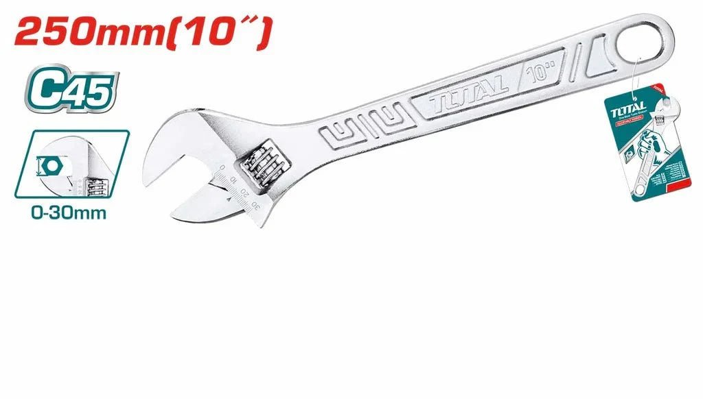 Clé à molette réglable 250 mm 10 pouces TOTAL tools C45 THT1010103 - SME IMPORT