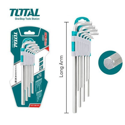 Cle allen TOTAL Cr-V 1,5-10 mm longue pour bricolage haute performance THT106191 - SME IMPORT