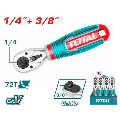 Clé cliquet carré TOTAL ergonomique 1/4 et 3/8 réversible THT1061438 - SME IMPORT