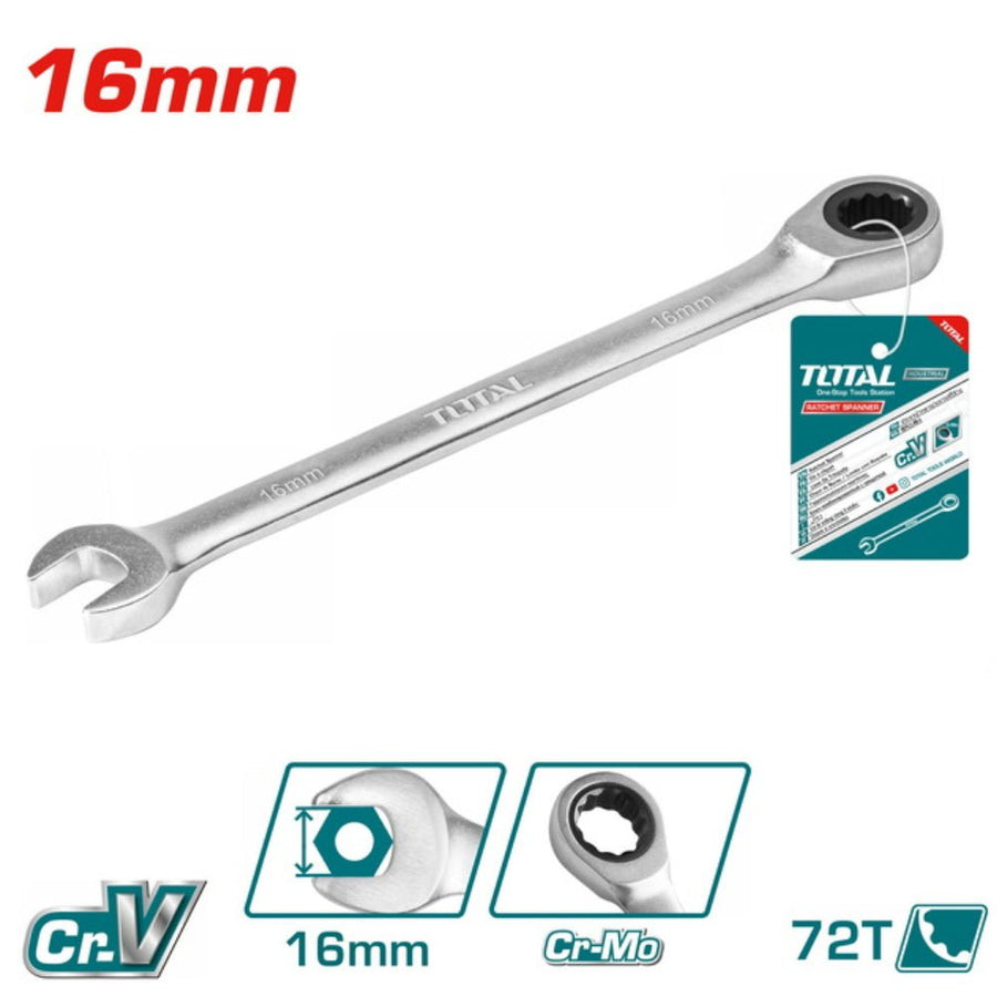Clé mixte à cliquet 16 mm TOTAL serrage TCSPAR161 - SME IMPORT