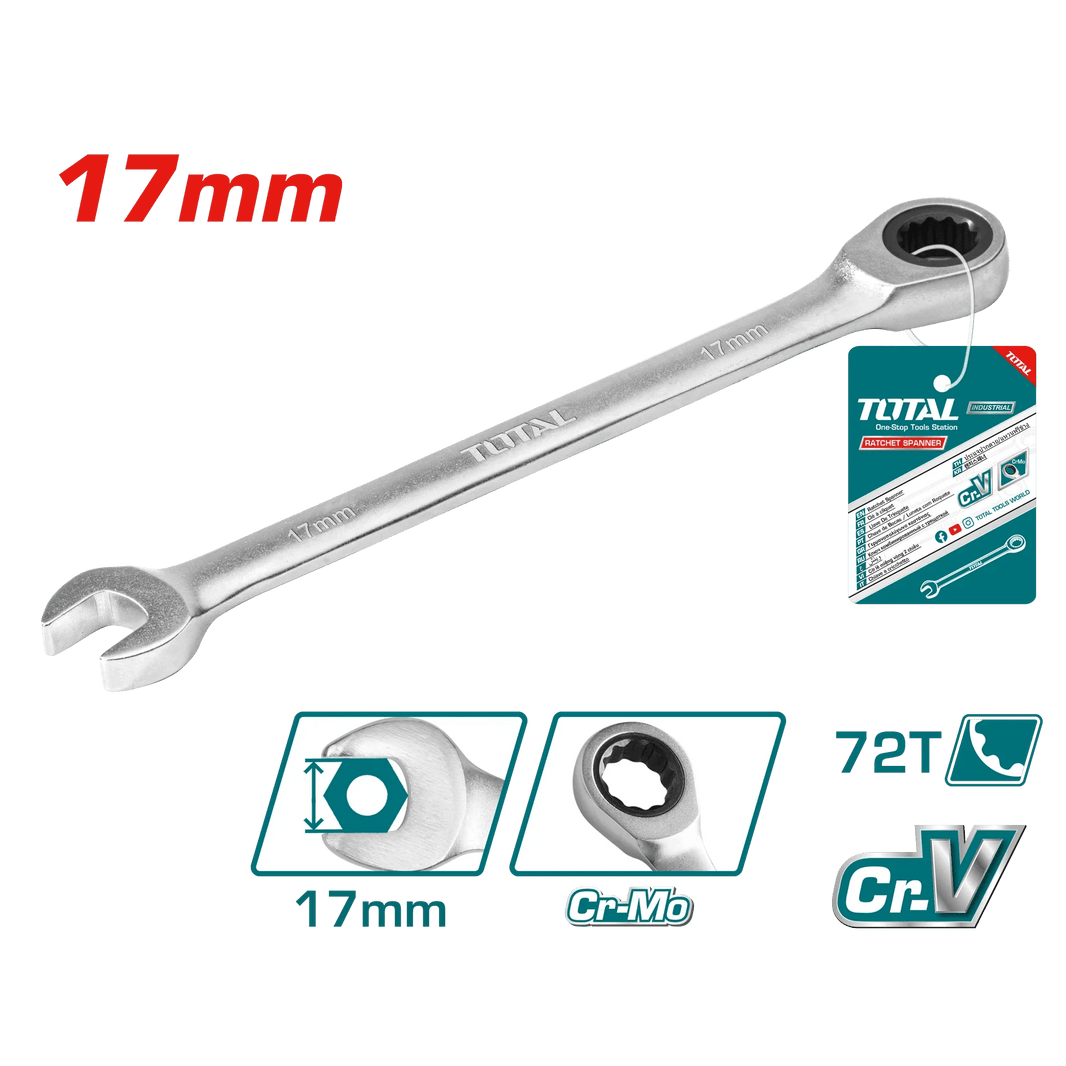Clé mixte à cliquet 17 mm robuste TOTAL TCSPAR171 - SME IMPORT