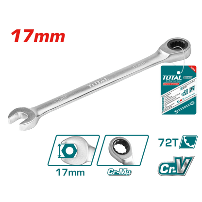 Clé mixte à cliquet 17 mm robuste TOTAL TCSPAR171 - SME IMPORT