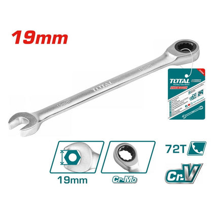 Clé mixte à cliquet 19 mm TOTAL polyvalente TCSPAR191 - SME IMPORT
