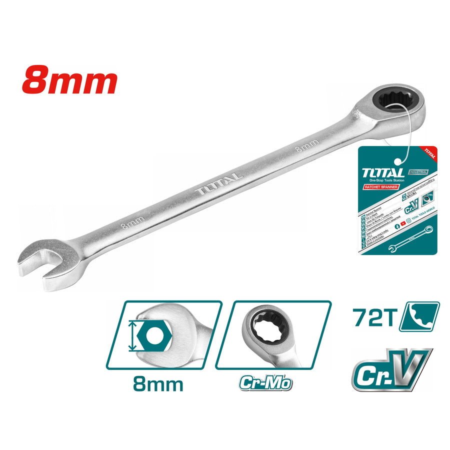 Clé mixte à cliquet 8mm TOTAL TCSPAR081 robuste - SME IMPORT