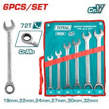 Clé mixte à cliquet TOTAL jx 6 72 dents résistante chrome tht102rk061