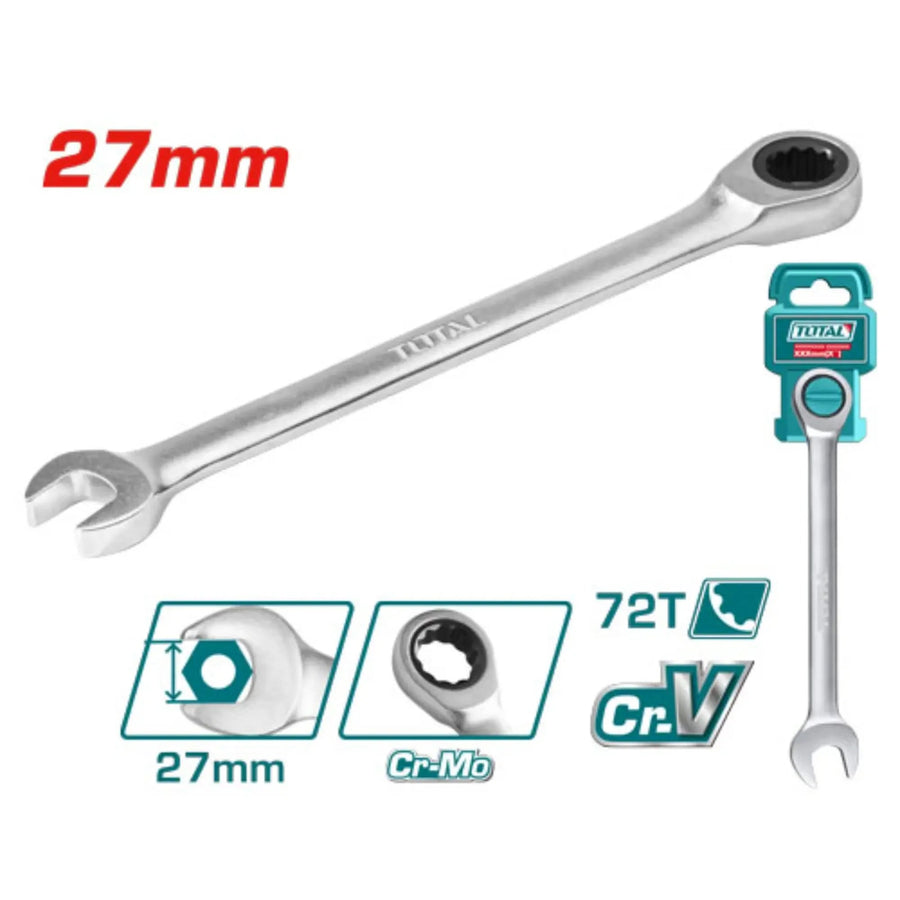 Clé mixte cliquet 27 mm TOTAL outil TCSPAR271 - SME IMPORT