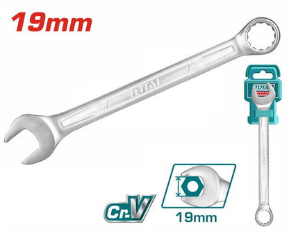 Clé mixte TOTAL 19 mm CrV robuste pour professionnels et bricoleurs TCSPA191