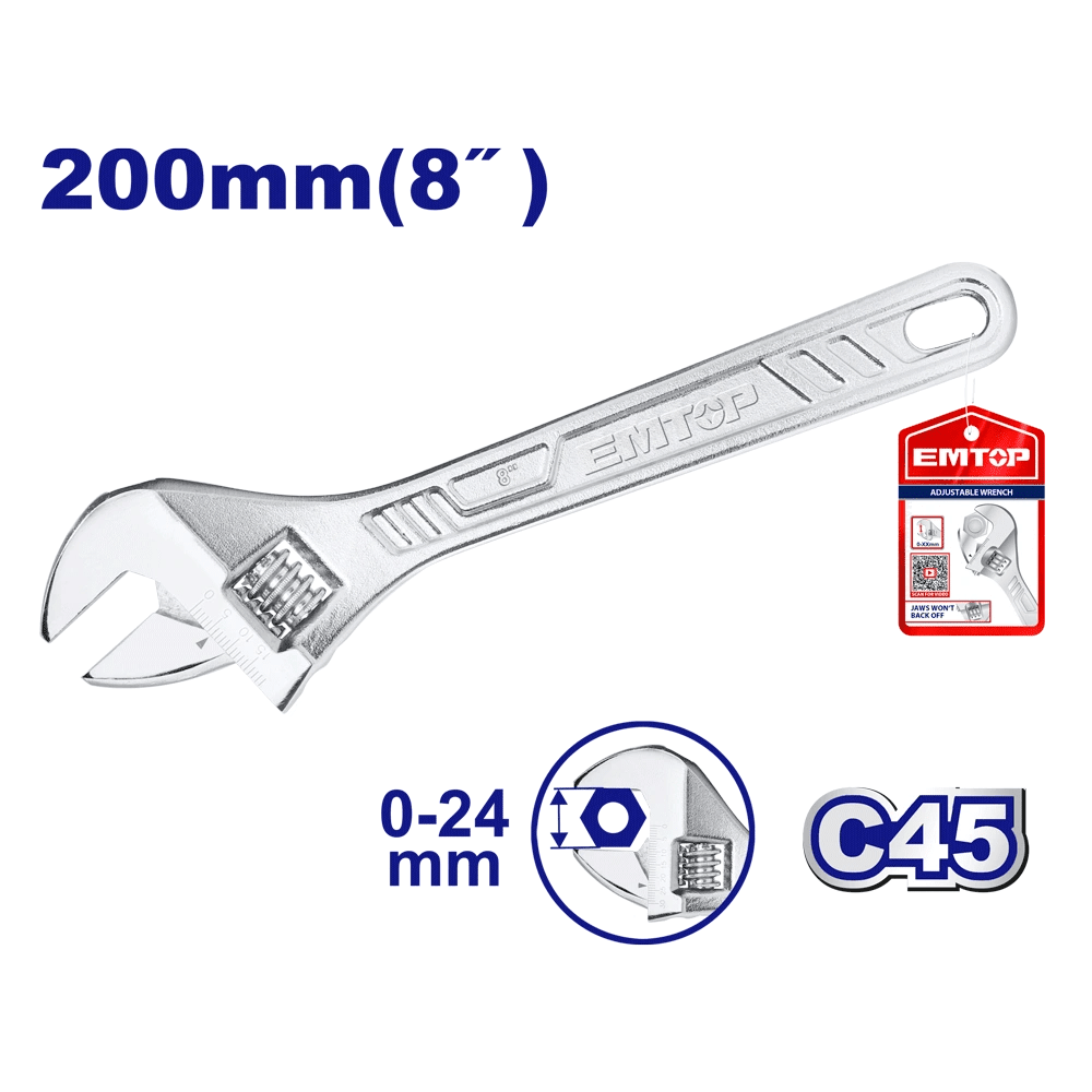 Cle molette (8 « )200MM 0-24 EMTOP EAWH130822 - SME IMPORT