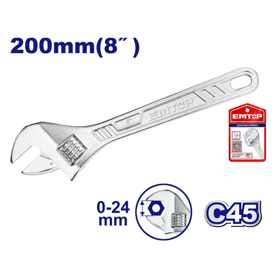 Cle molette (8 « )200MM 0-24 EMTOP EAWH130822 - SME IMPORT