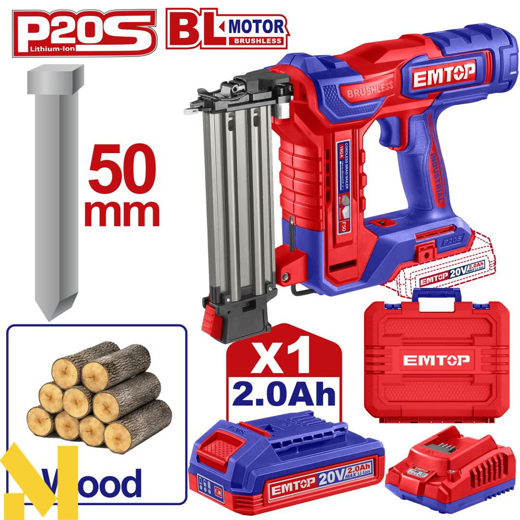 Cloueur 20V 1BAT 2AH 15-50 EMTOP ELBNLI5008 - SME IMPORT