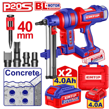 Cloueur à béton 20V 2B4AH 19-40MM EMTOP ELCNLI9008 - SME IMPORT