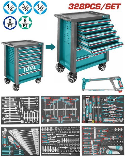 Coffre à outils TOTAL 328 pièces THPTCS73281 pratique - SME IMPORT