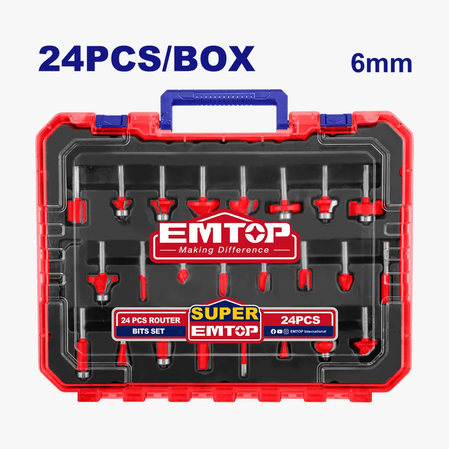 Coffret 24P fraise 6MM defonceuse EMTOP ERRT24062 - SME IMPORT
