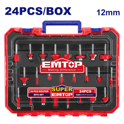 Coffret de 24P faise defonceuse EMTOP ERRT24122 - SME IMPORT