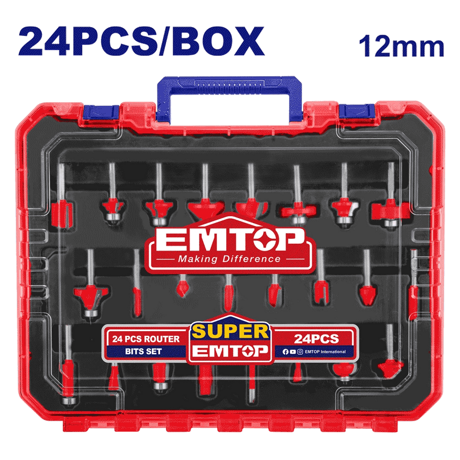 Coffret de 24P faise defonceuse EMTOP ERRT24122 - SME IMPORT