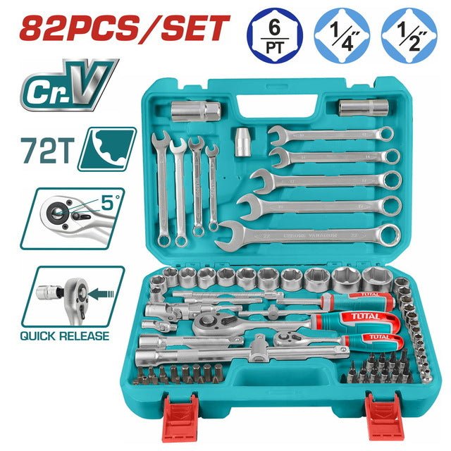 Coffret outils CrV 82 pièces TOTAL fiable THT421802 - SME IMPORT
