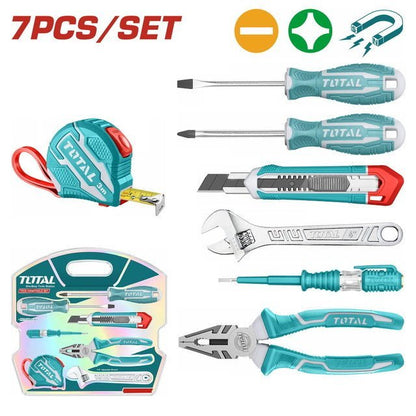 Coffret outils TOTAL 7 pièces THKTHP90076 mallette rigide pour bricolage domestique et maintenance - SME IMPORT