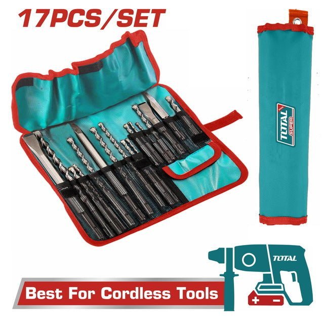 Coffret SDS plus 17 pièces TOTAL1 pour marteau perforateur TACSD91701 - SME IMPORT