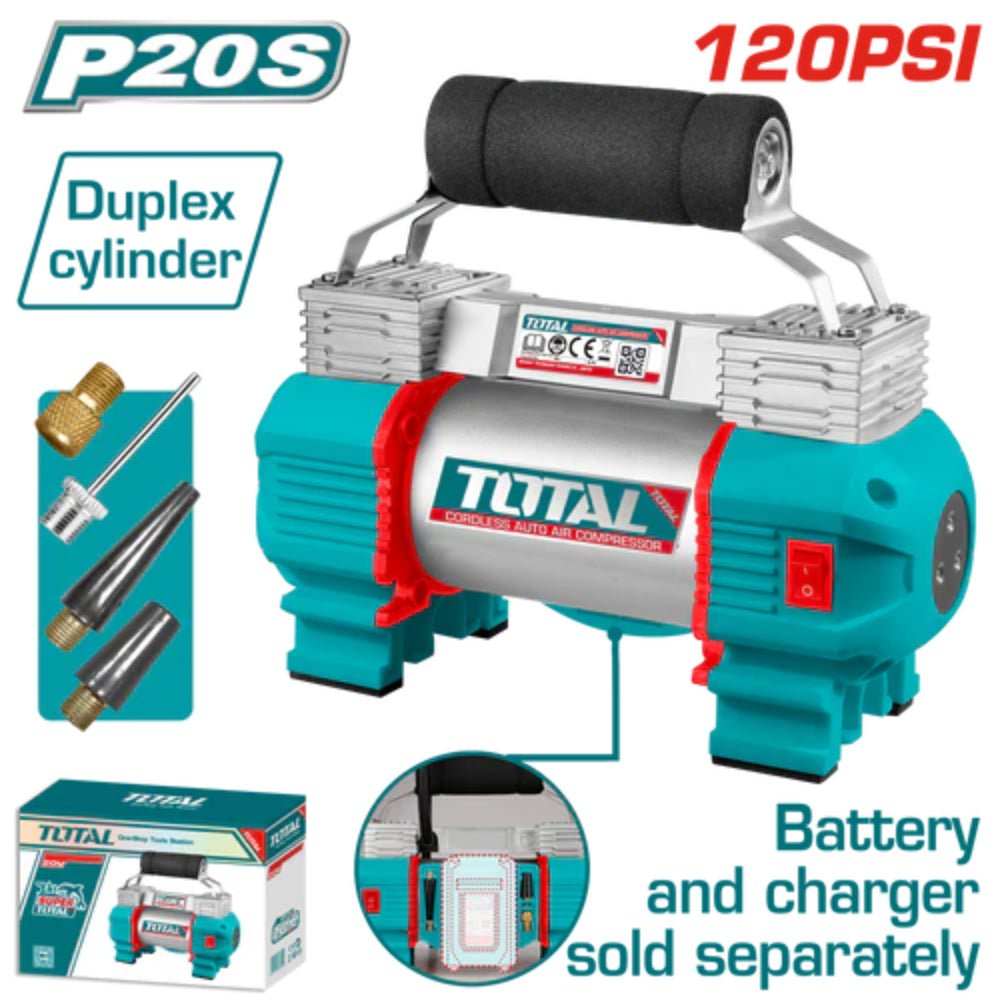 Compresseur portable sans fil TOTAL P20S duplex cylinder 120 psi TACLI2026 - SME IMPORT