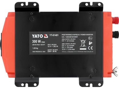 CONVERTISSEUR DE TENSION 300W 12 V DC 230 VAC — YATO YT-81481 - SME IMPORT