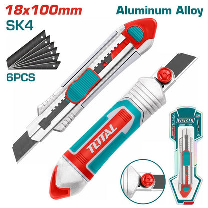 Couteau cutter 100mm double lame sécable professionnel 6 pièces TOTAL TG5121806 - SME IMPORT