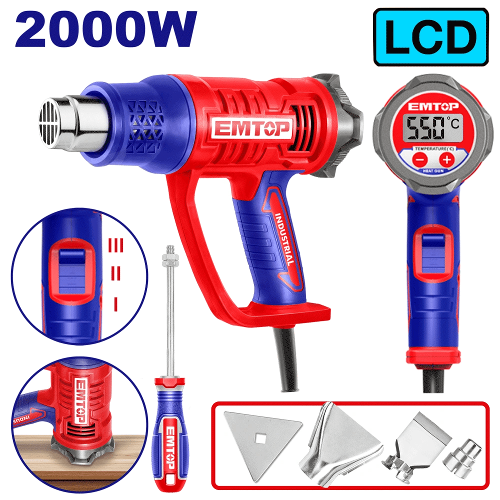Décapeur thermique digital 2000W EMTOP EHGN20056 - SME IMPORT