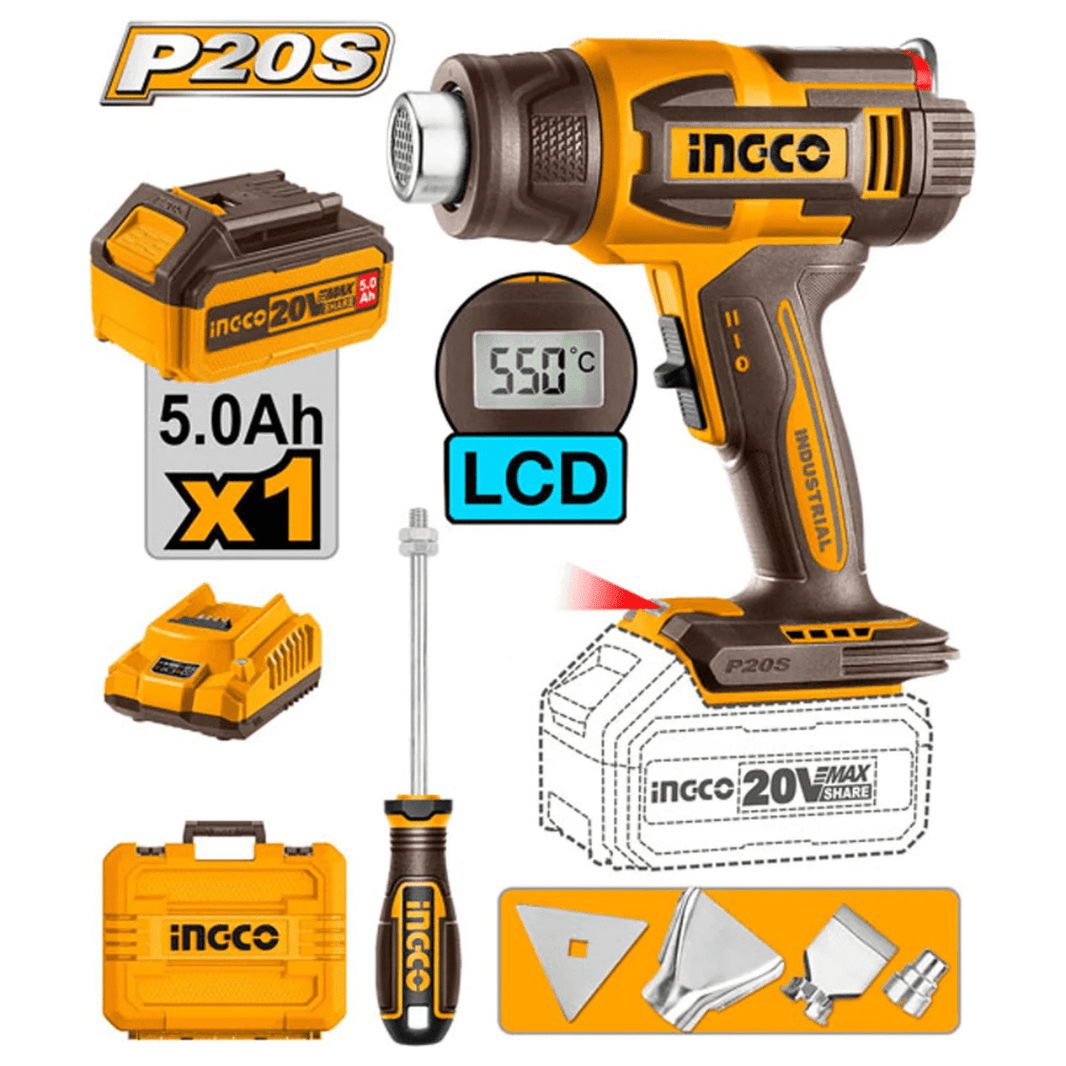 Décapeur thermique sans fil 20 V INGCO – HGLI20035 - SME IMPORT