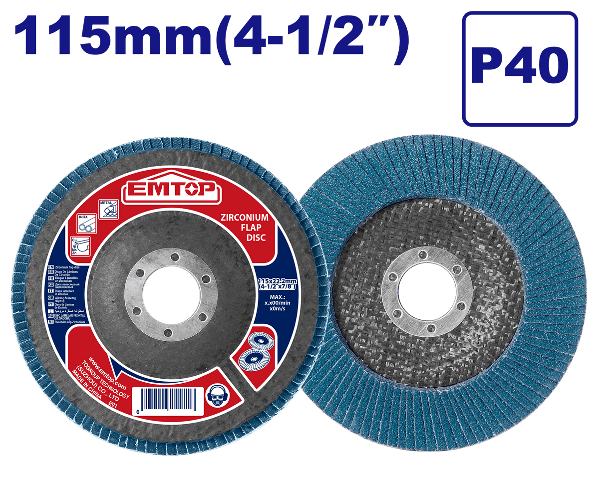 Disque a lamelle zirconium 115MM EMTOP EFDS1156 - SME IMPORT