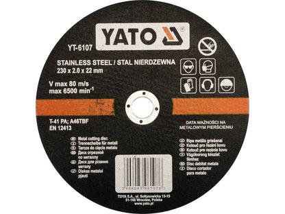 DISQUE A TRONCONNER INOX 230X1.9X22MM — YATO YT-6107 - SME IMPORT