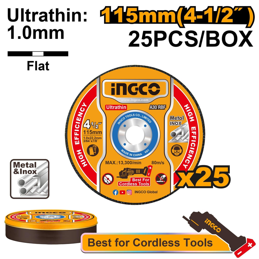 Disque Coupe Métal Inox 115 Mm INGCO Pro Artisan Fiable MCD11011525