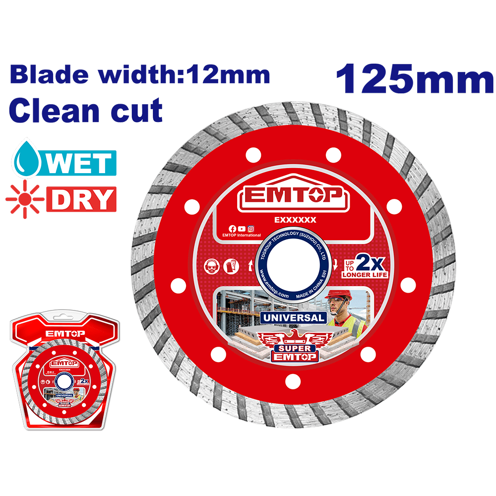 Disque diamant 125 L12 turbo EMTOP EDDC031251 - SME IMPORT