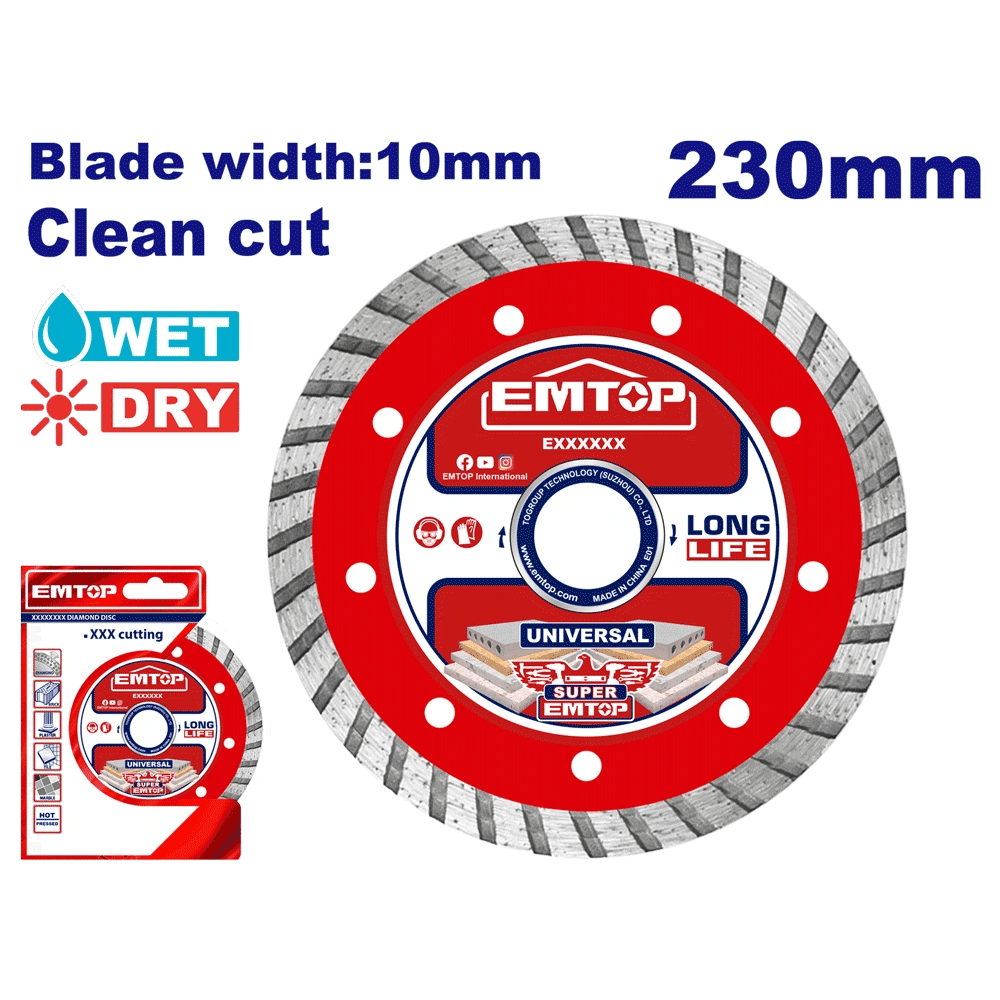 Disque diamant 230 L10 turbo EMTOP EDDC032302 - SME IMPORT