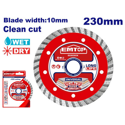 Disque diamant 230 L10 turbo EMTOP EDDC032302 - SME IMPORT