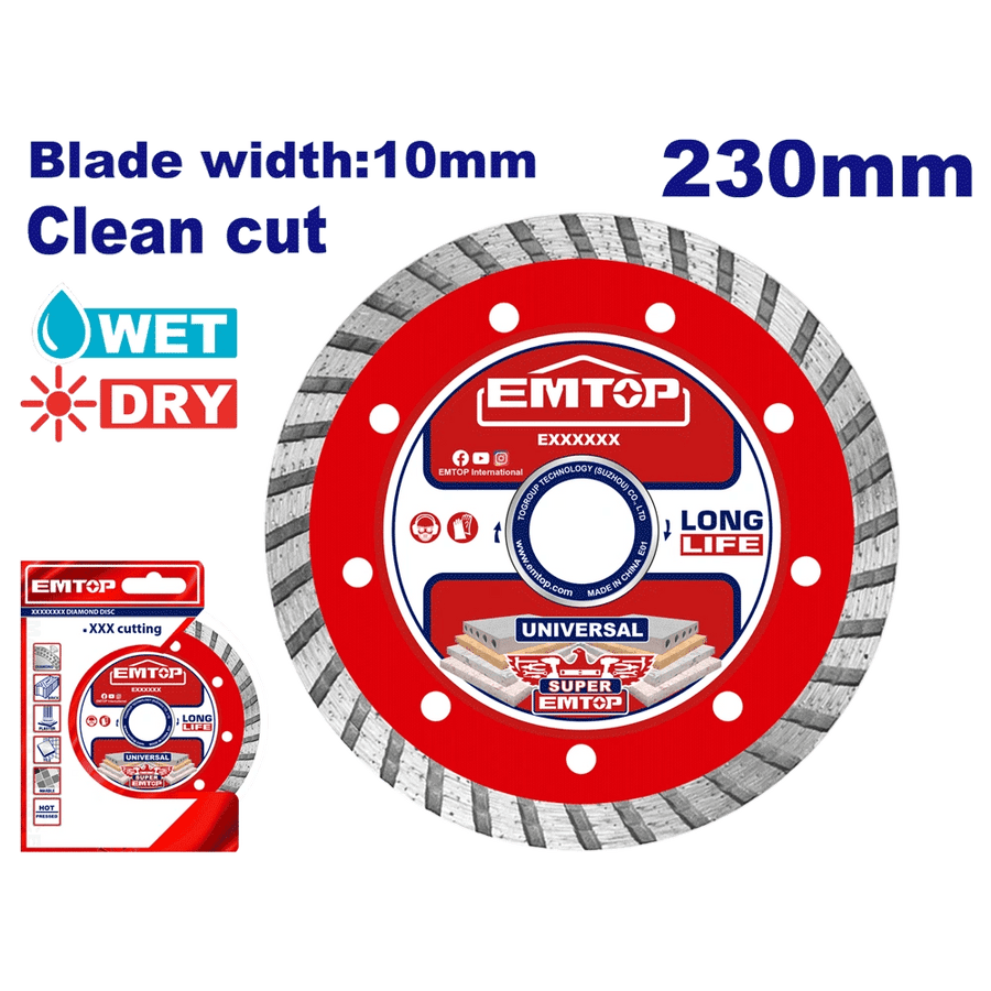 Disque diamant 230 L10 turbo EMTOP EDDC032302 - SME IMPORT