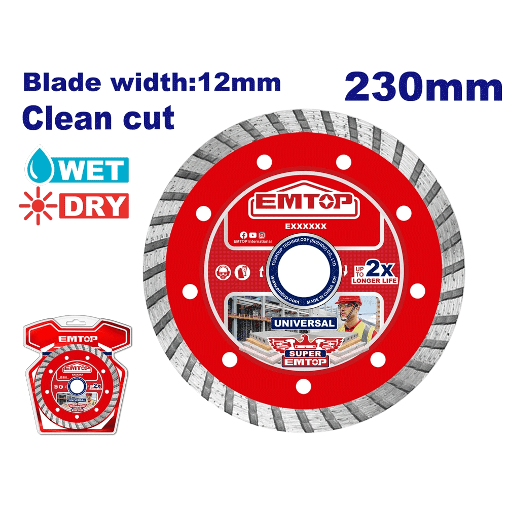 Disque diamant 230 L12 turbo EMTOP EDDC032301 - SME IMPORT