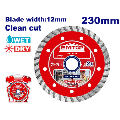 Disque diamant 230 L12 turbo EMTOP EDDC032301 - SME IMPORT
