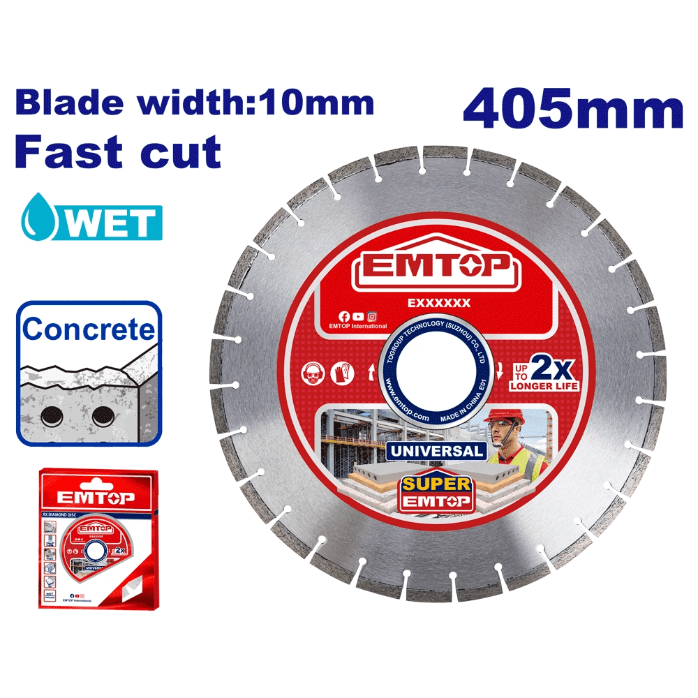 Disque diamant pour beton ø 405 EMTOP EDDC044052 - SME IMPORT