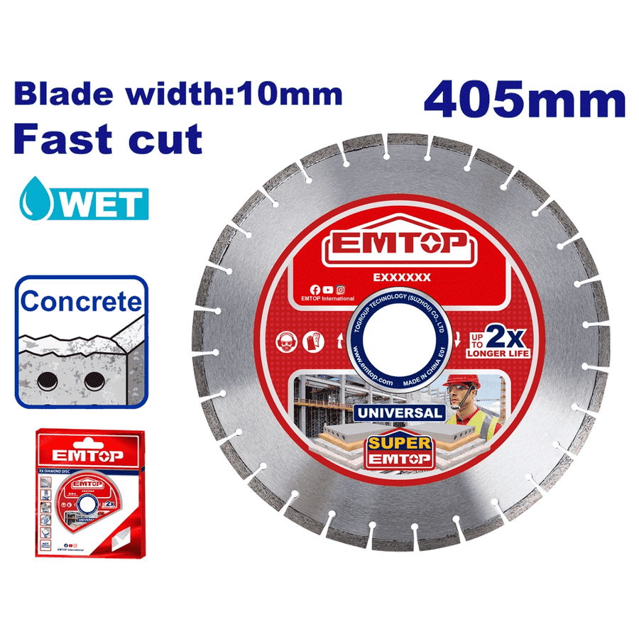 Disque diamant pour beton ø 405 EMTOP EDDC044052 - SME IMPORT