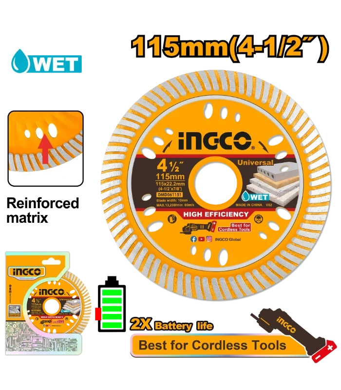 Disque Diamant Turbo INGCO 115 mm DMD061151 - SME IMPORT