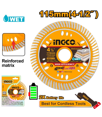 Disque Diamant Turbo INGCO 115 mm DMD061151 - SME IMPORT