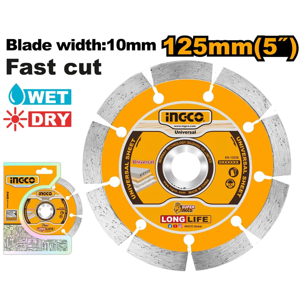 Disque Diamanté Ingco 125mm Pour Professionnels Coupe Rapide