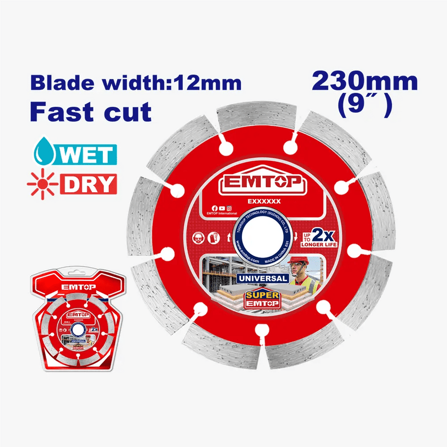Disque diamanté sec 230MM EMTOP EDDC012301 - SME IMPORT